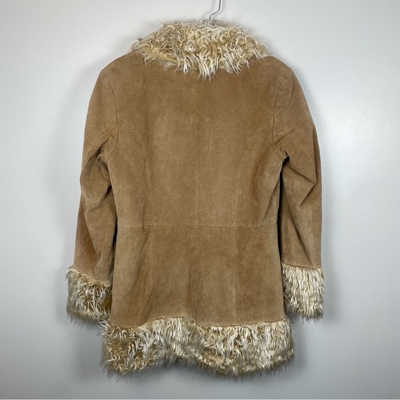 MIXIT Suede & Faux Fur Tan Coat-Women’s Size Small - Picture 4 of 6